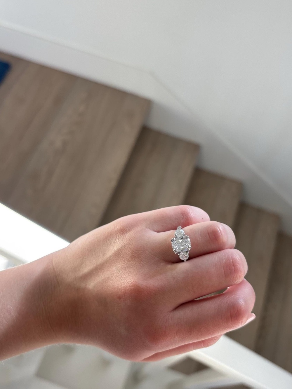 Elegant White Diamond Three-Stone Ring - White